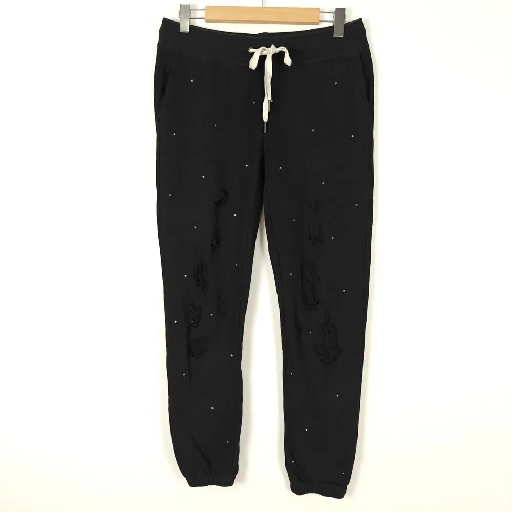 n:PHILANTHROPY Derby Jogger Rhinestone Distressed Women’s Sweatpants Sz S Grunge - Picture 1 of 9